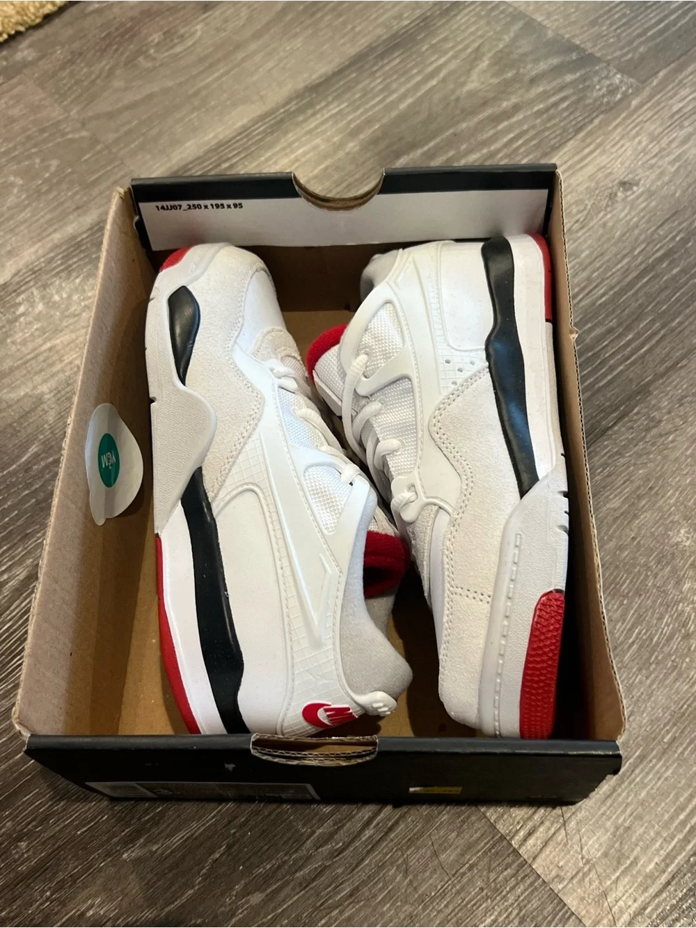 Nike Jordan 4 RM White and Red Low-Top Sneakers size 3Y